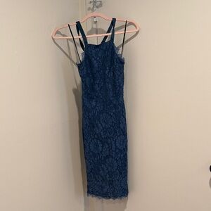 Lulu's Navy Lace Midi Dress